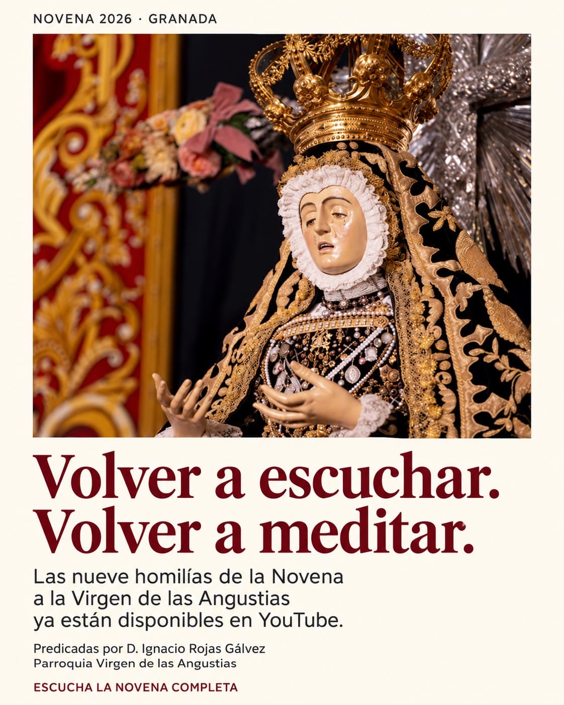 Ya disponibles las homilías de la Novena a la Virgen de las Angustias 2026